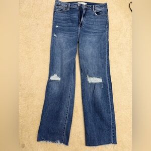 Hidden size 31. High-Rise Wide Leg Distressed Jeans - Blue